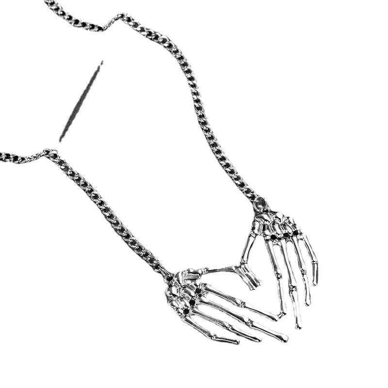 Wholesale Gothic Skeleton Hand Men's Pendant Alloy Necklace